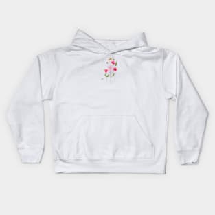 Pink spring flowers, bee, butterfly Kids Hoodie